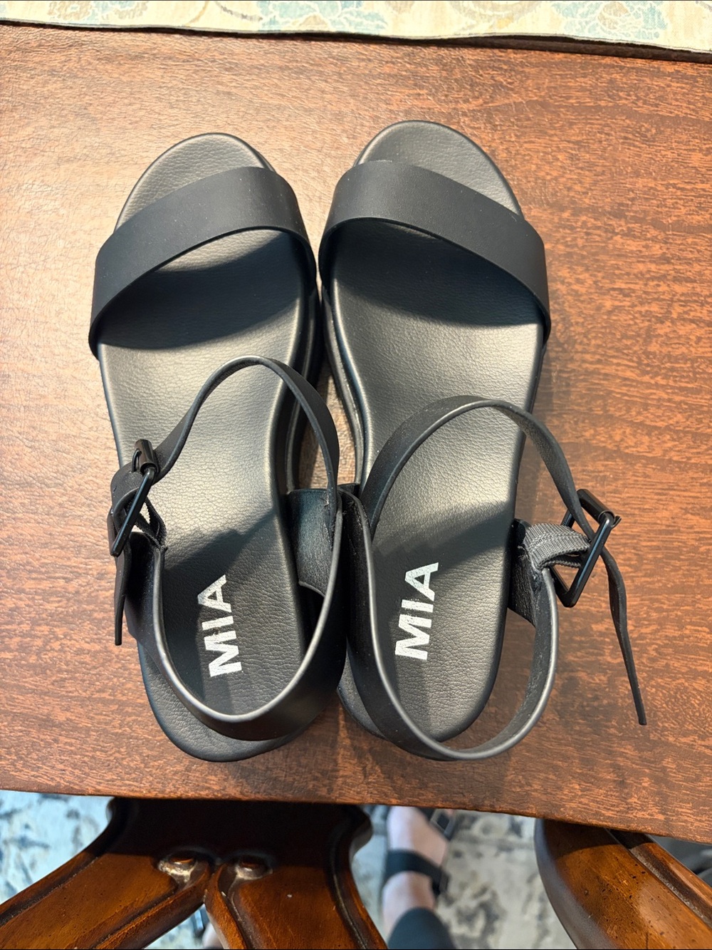 MIA Black Women's Ankle-Strap Slide platform Sandals. NWOT